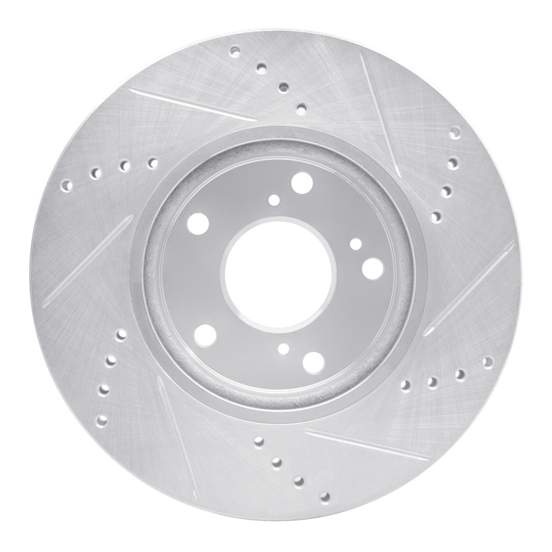 Honda Civic Brake Rotor (1) - Front Left - R1 Concepts - Drilled & Slotted - Silver - `16-`25